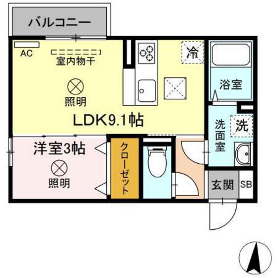 ELPIS I(1LDK/1階)の間取り写真