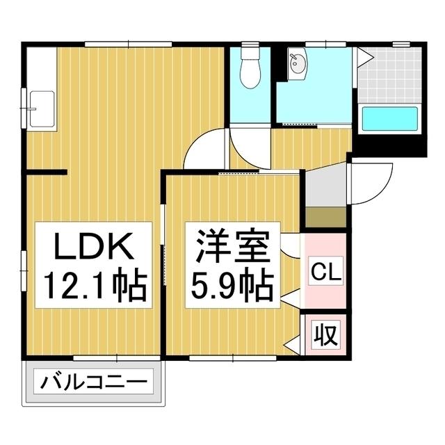 アンシャンテKOMATU II(1LDK/2階)の間取り写真