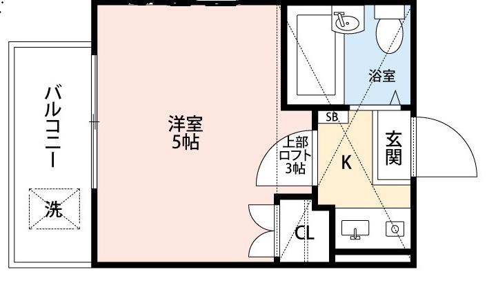 メゾーネ平和台B棟(ワンルーム/2階)の間取り写真