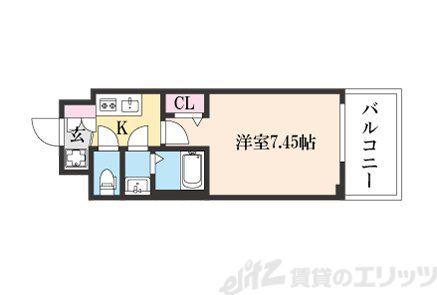 ロイス茨木奈良町(1K/7階)の間取り写真