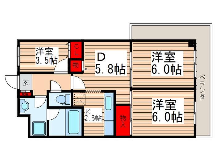 エクセレンスコート鎌倉(3DK/3階)の間取り写真