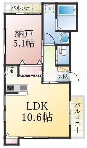 HCフラッツ須磨関守II(1LDK/1階)の間取り写真