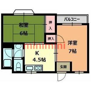 ヴィクトリアコート登町(2K/2階)の間取り写真