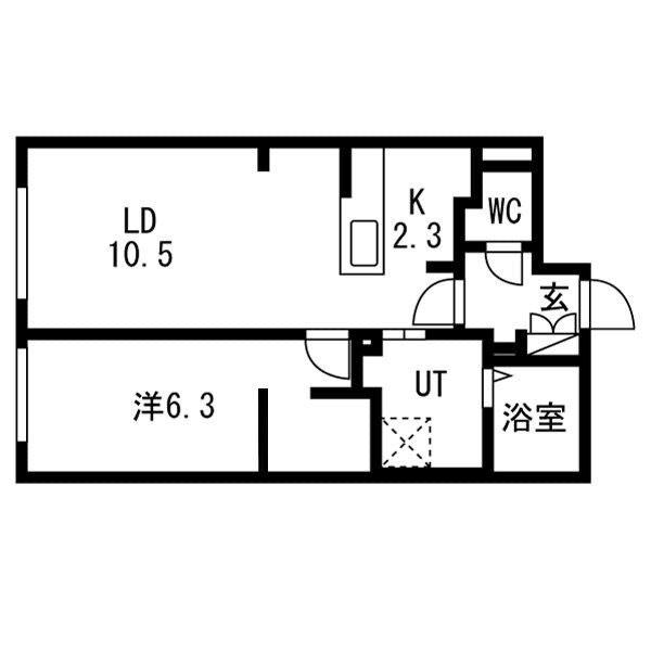 SORANO麻生(1LDK/4階)の間取り写真