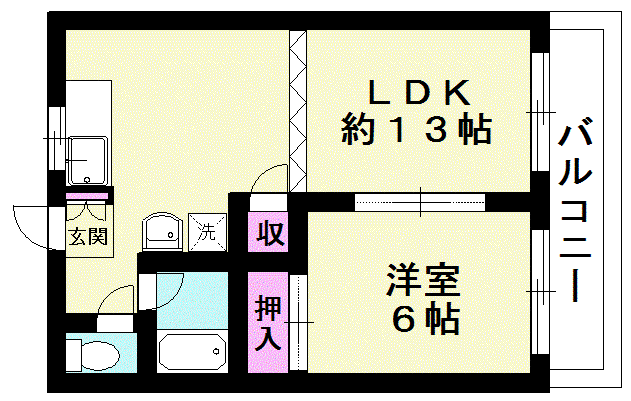 エスエスハイツ(1LDK/1階)の間取り写真