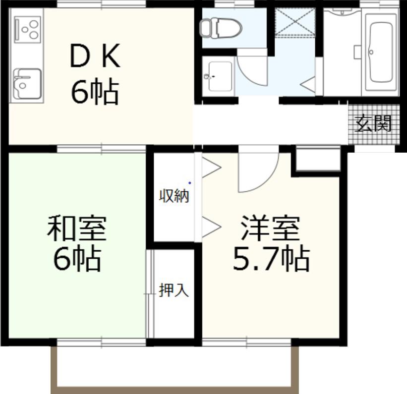 ルミエールタバタ(2DK/1階)の間取り写真