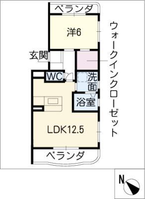 ESPOIR野添(1LDK/3階)の間取り写真