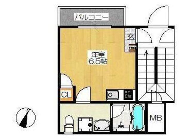 天現寺ハウスR(ワンルーム/3階)の間取り写真