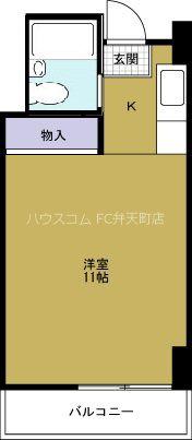 ガーデン弁天町(ワンルーム/8階)の間取り写真