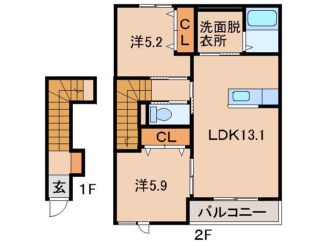 サン・モール松江(2LDK/2階)の間取り写真