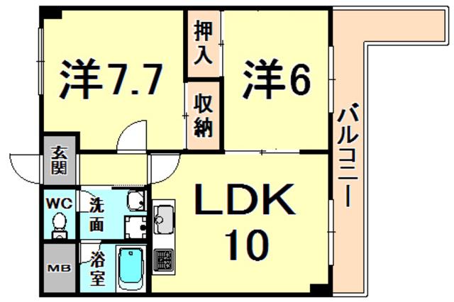アビタコアI(2DK/7階)の間取り写真