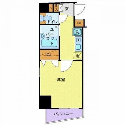 プレール麻布十番(1K/7階)の間取り写真