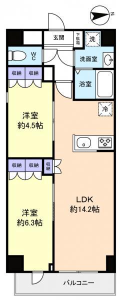 CHLORIS(2LDK/5階)の間取り写真