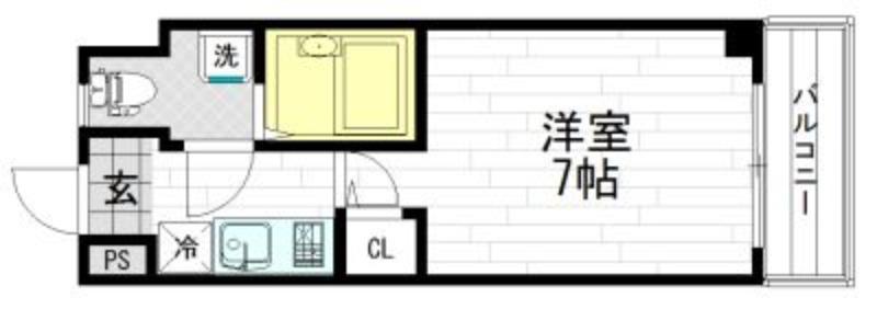 K-イーストビル(1K/4階)の間取り写真