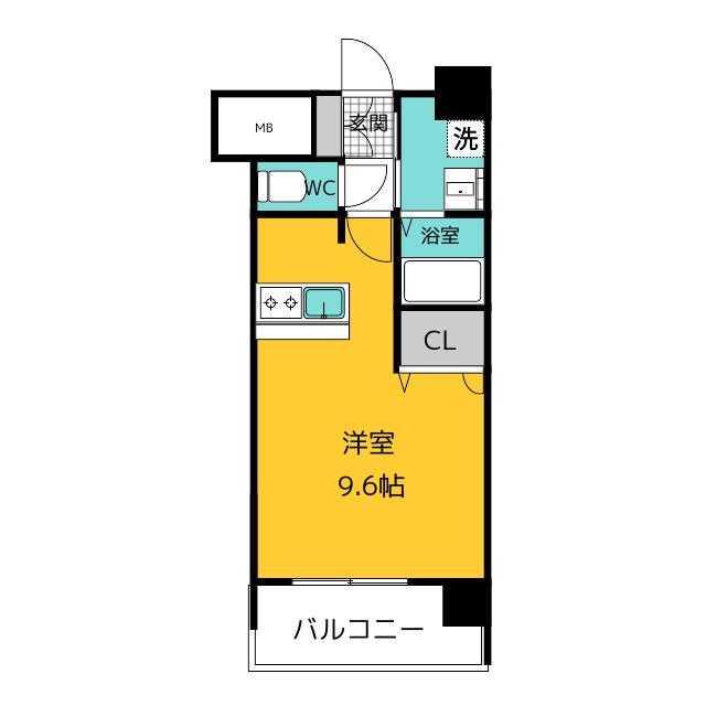 エンクレスト千早(ワンルーム/14階)の間取り写真