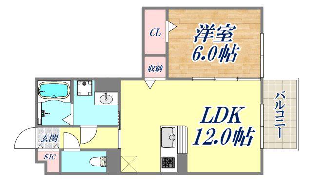 カーサ フェリーチェ(1LDK/2階)の間取り写真