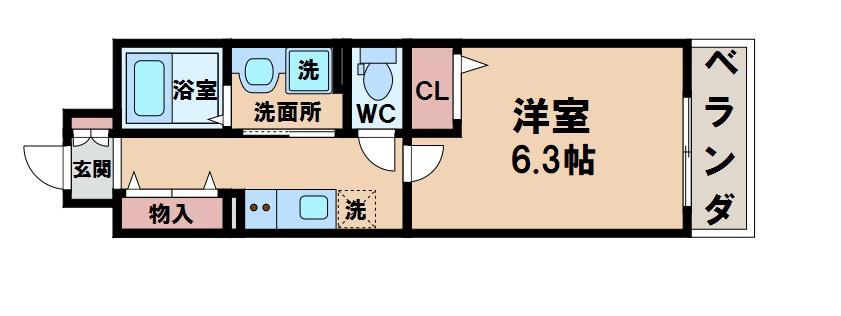 サンタモニカ(1K/4階)の間取り写真