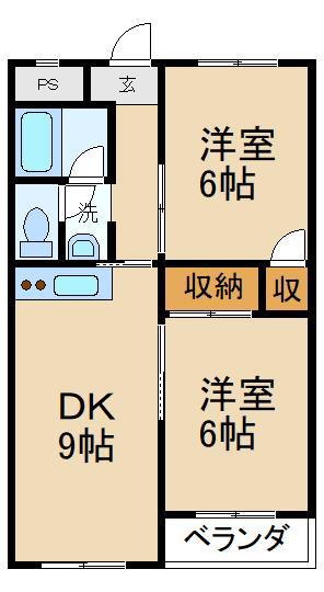 太秦グリーンハイツ(2DK/3階)の間取り写真