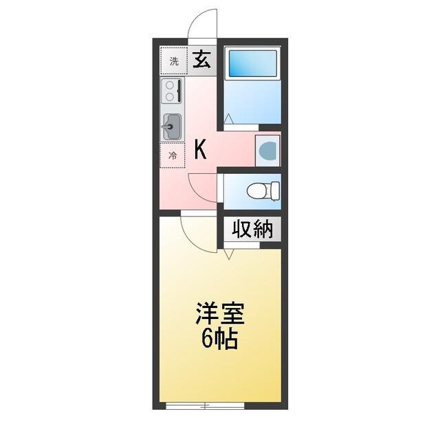 キャトルズ南矢名(1K/2階)の間取り写真