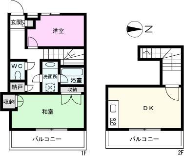 ガーデンビューハウス(2DK/1階)の間取り写真