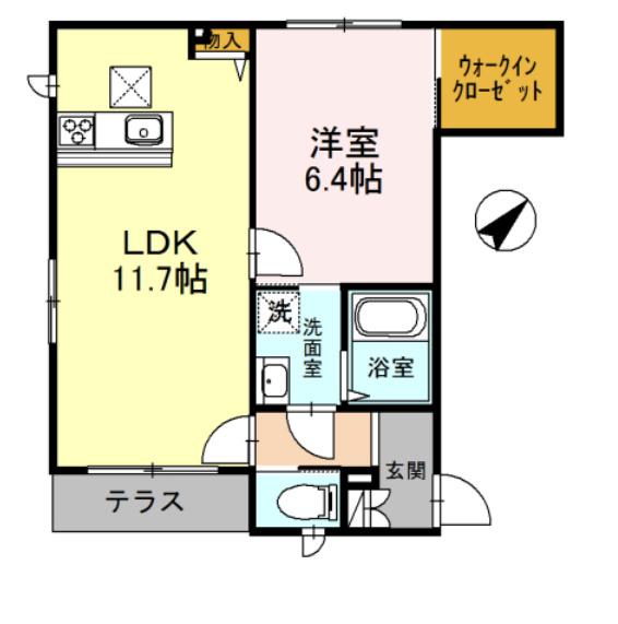 HEARTY`SENT C棟(1LDK/1階)の間取り写真