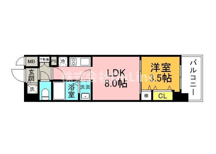 リアライズ南巽(1LDK/5階)の間取り写真
