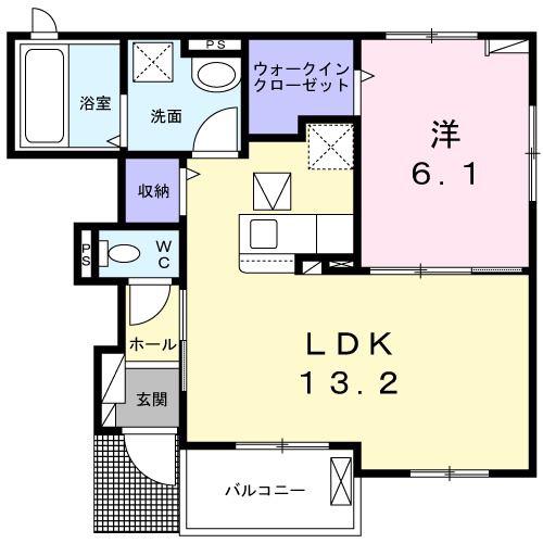 コンフォート長田II(1LDK/1階)の間取り写真