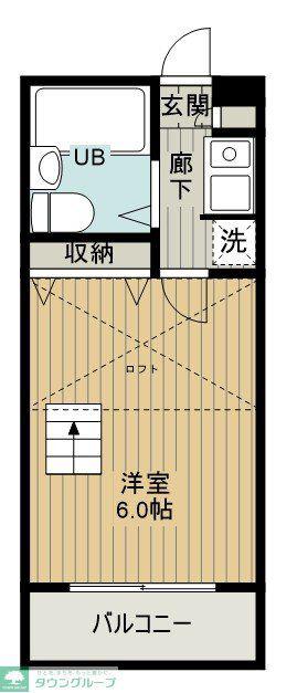 クレスト大友(1K/2階)の間取り写真