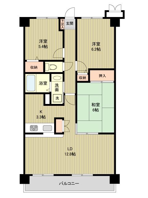 カルムードゥ町田(3LDK/3階)の間取り写真