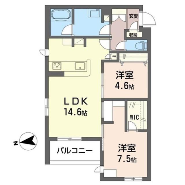 コモド稲田堤II(2LDK/2階)の間取り写真