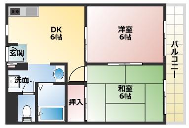 ヒカリハイツ(2DK/2階)の間取り写真
