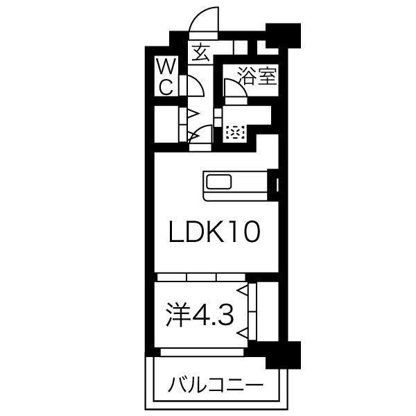 MISTRAL姫路駅前(1LDK/5階)の間取り写真