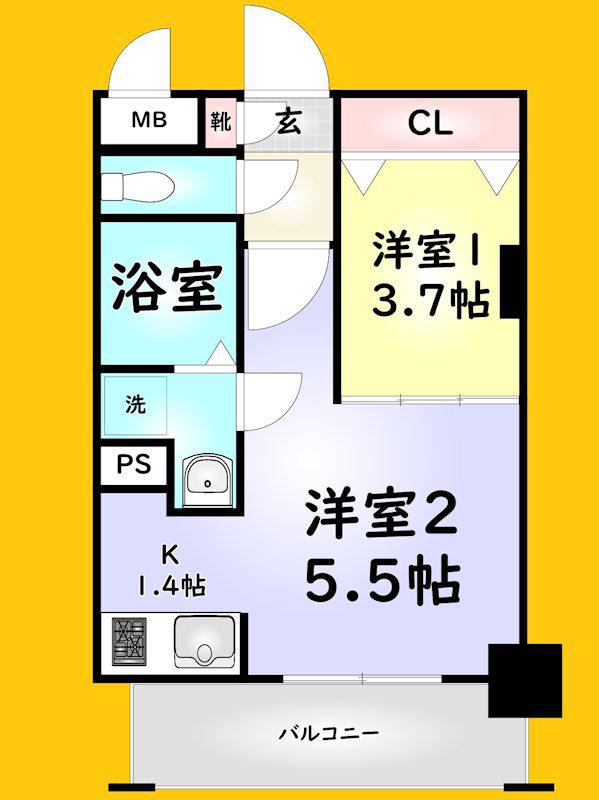 NO.63 オリエントキャピタルタワー(2K/12階)の間取り写真