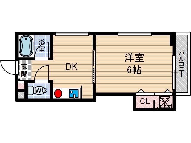 都部ハイツ(1DK/4階)の間取り写真