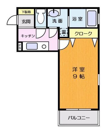プランドール大原(1K/2階)の間取り写真