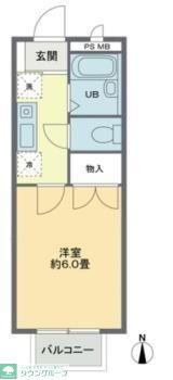櫻ハウス大八木(1K/1階)の間取り写真