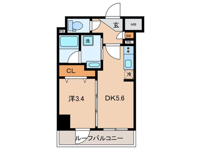 アヴニール三軒茶屋(1DK/3階)の間取り写真