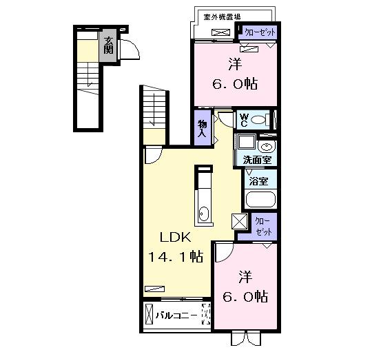 IT・PLACE II(2LDK/2階)の間取り写真