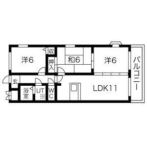 レンダイスクウォッタ(3LDK/2階)の間取り写真
