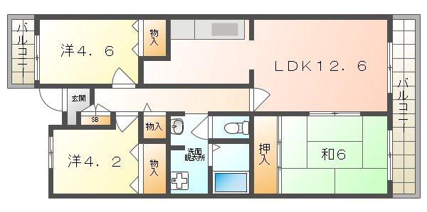 藤和守口ハイタウン(3LDK/10階)の間取り写真