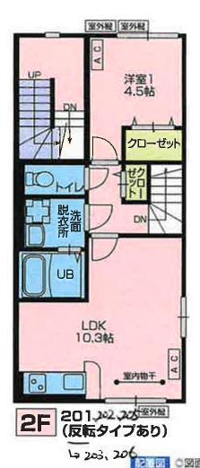 エテルノ松見町(1LDK/2階)の間取り写真