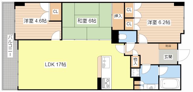 パークシティ大津(3LDK/13階)の間取り写真