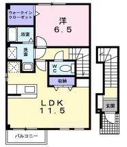 エピナール ララB(1LDK/2階)の間取り写真