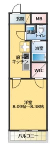 SKビル九番館(1K/2階)の間取り写真