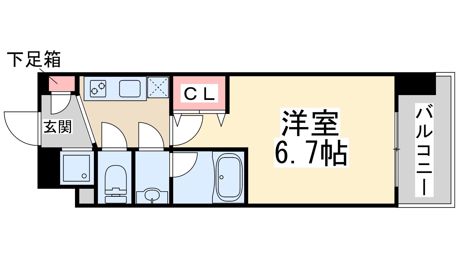 レジディア新大阪(1K/12階)の間取り写真