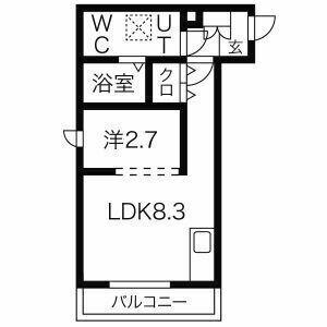 アスティ高松(1LDK/2階)の間取り写真