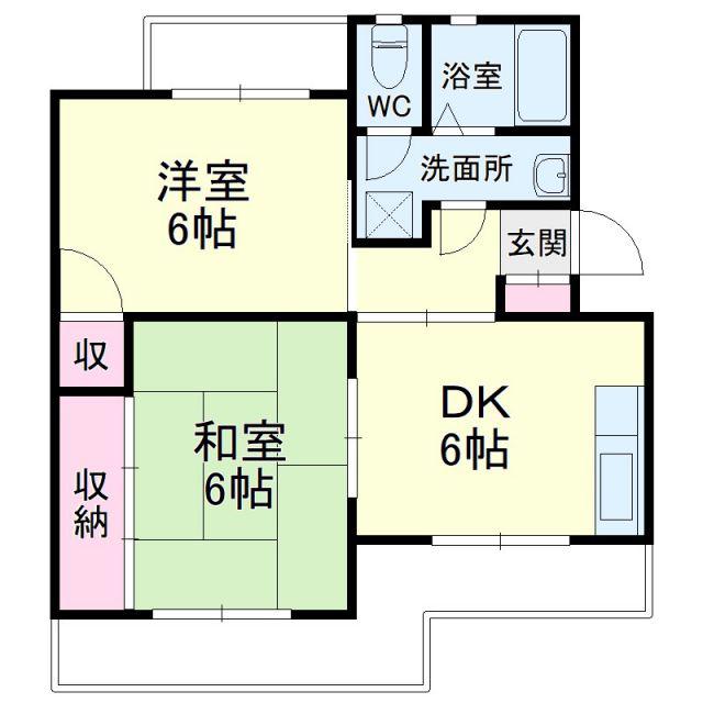 マンションKM-1(2DK/3階)の間取り写真