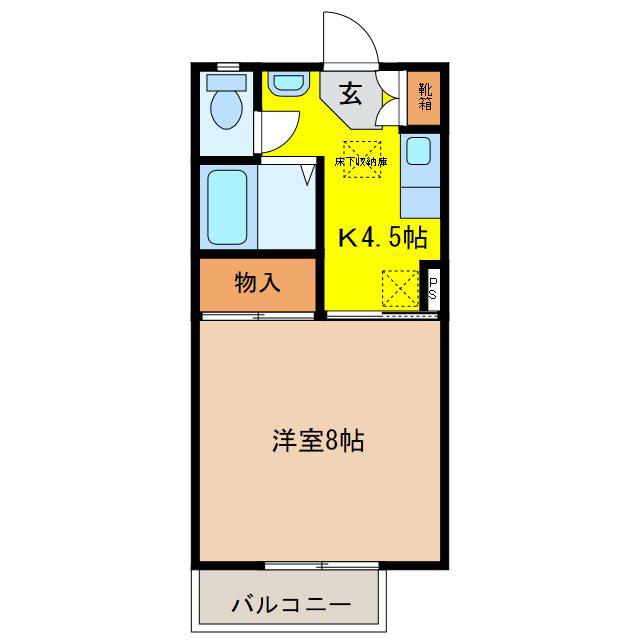 セジュールこかめ(1K/1階)の間取り写真