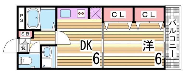 パルメゾン北町(1DK/2階)の間取り写真