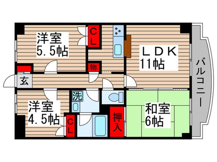 グレースヴィラ(3LDK/2階)の間取り写真